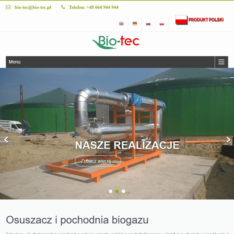 Urządzenia do obróbki biogazu