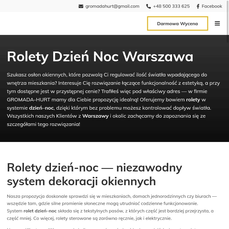 Rolety materiałowe - Warszawa